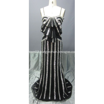 Floor Length Spaghetti Strap Sequin Prom Dress